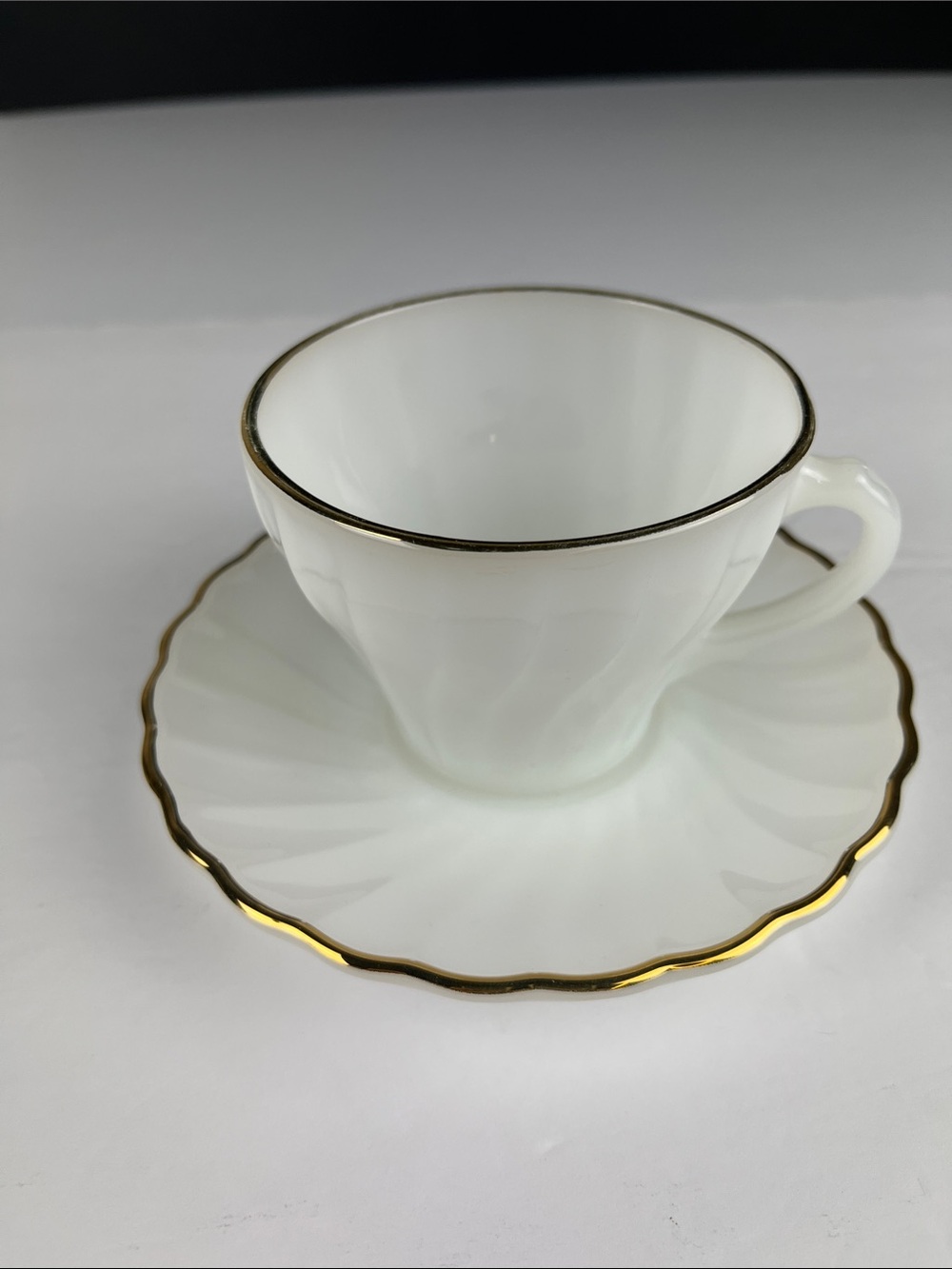 Vintage Fire King Gold Swirl Cup and Saucer